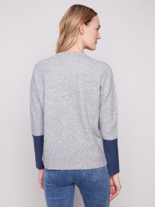 CHARLI B COLOUR BLACK POCKET SWEATER